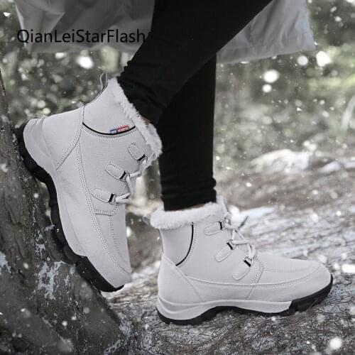 Fur Snow Non-slip Plush Winter Warm Ankle Boots for Women Waterproof Booties Botas Mujer Big Size
