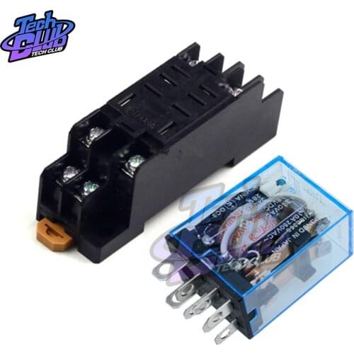 General Purpose LY2NJ Electronic Micro Electromagnetic Relay LED Lamp 10A 8 Pins Coil DPDT DC12V 24V AC 220V