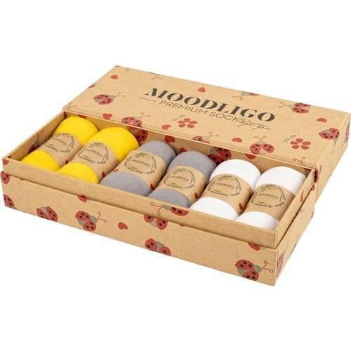 Moodligo Premium 6'lı Bamboo Booties Women 'S Socks-2 Yellow 2 Gray 2 White