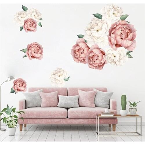 1PCS 3D Peony Wall Stickers Rose Peony For Living Room Bedroom 40*60CM Room Decals Mural Home Decoration Wallpaper New 2020