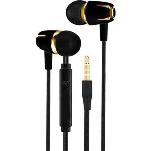 3.5mm Earphone In-ear Heavy Bass Wired Headset Dual Driver Stereo Sport Earbuds With Mic for Smart Phone