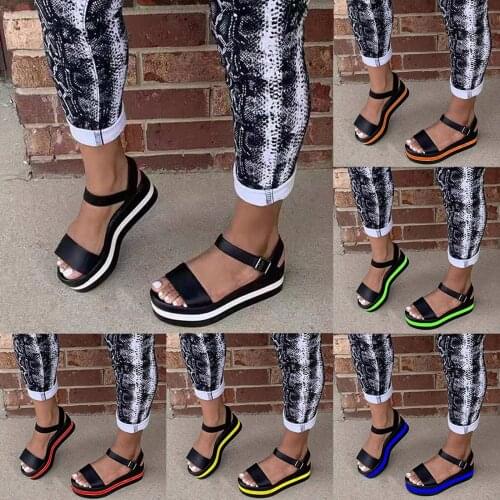 High Quality Shoes Women INS Hot Sale Sandals Ankle Straps Multicolor Wedges Heels Summer Big Size 43 домашние тапочки