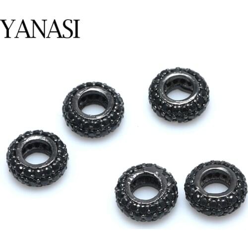 NEW Black Spacer Beads Accessories for Jewelry Making Micro Pave Black Zircon Diy Handmade Man Woman Beads Bracelet Gift