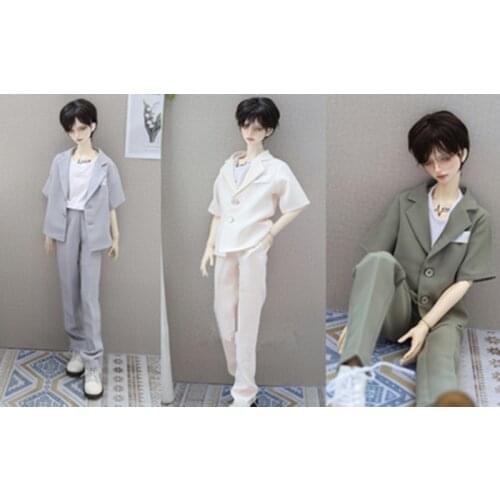 BJD Doll Clothing suitable for 1/3 1/4 Uncle Size Short Sleeve Lounge Suit 2 in 3 Color Doll Accessories (jacket + pants)