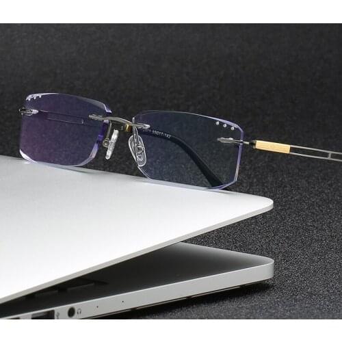 ZIROSAT 2871 Men Pure Titanium Rimless Glasses Frame Male Square Ultralight Man Frameless Myopia Optical Frames Eyewear