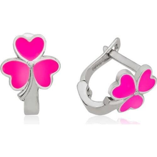 Original 925 Sterling Silver Pink Clover Earrings for Kids , Quality products , Flashy Designs, kinds of Hundreds of earrings
