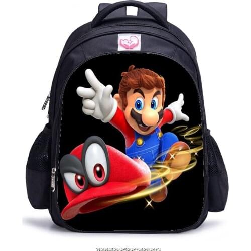 16 Inch Mario Bros Children School Bags Orthopedic Backpack Kids School Boys Girls Teenage Mochila Infantil Catoon Bags
