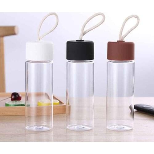 Plastic Water Bottles Drinking Water Fruit Lemon Juice Leak-proof Bottles Portable Plastic Transparent Round Drinkware
