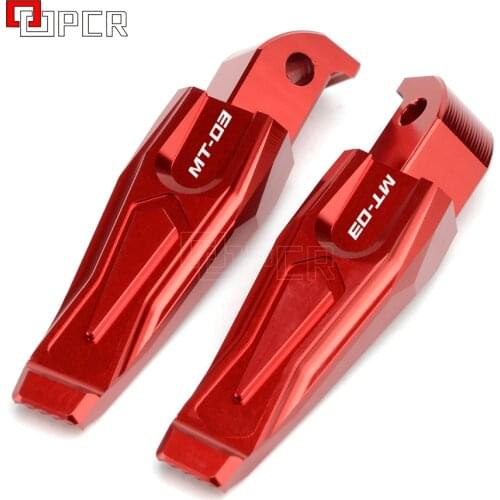 LOGO MT-03 Motorcycle CNC Aluminum Rear Foot pegs passenger foot pedal rests For Yamaha MT03 MT 03 2015 2016 2017 2018 2019