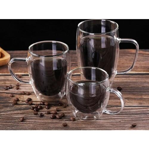 Transparent Glass Coffee Cup Milk Whiskey Tea Beer Double Creative Heat Resistant Cocktail Vodka Wine Mug Drinkware Tumbler Cups