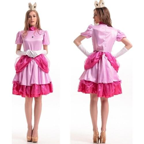 Pink Princess Peach Costume Super Brothers Princess Cosplay And Luigi Bros Cosplay Halloween Fancy Dress Sexy Spouse