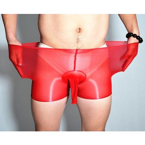 Sexy Men Stocking Panties Glossy Shiny Transparent Stretch Underpants Boxer Briefs Penis Sheath Gay Sissy Fetish Knickers