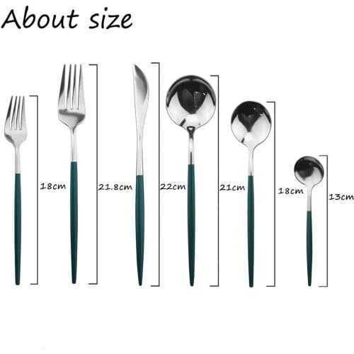 Green Silver Stainless Steel Cutlery Sets Party Flatware Set Knife Desser Fork Tea Spoons Tea Spoon Kitchen Tableware Dinnerware