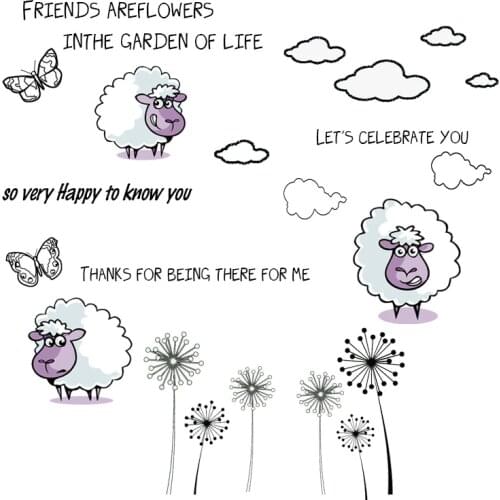 AZSG Sheep Butterfly Cloud Dandelion Silicone Clear Stamps/Seals For Scrapbooking DIY Clip Art / Album Decoration Stamps Crafts