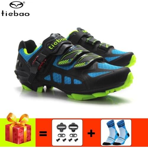TIEBAO Cycling Shoes add MTB cleats breathable self-locking men women mountain bike bicycle sneakers Athletic racing bike shoes