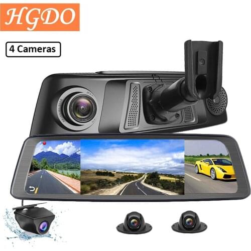 2020 HGDO 10" 4G Car DVR 2+32GB 4 Channel Rear View Mirror Camera Video Recorder ADAS GPS Auto Registrar Radar DetectionDash Cam