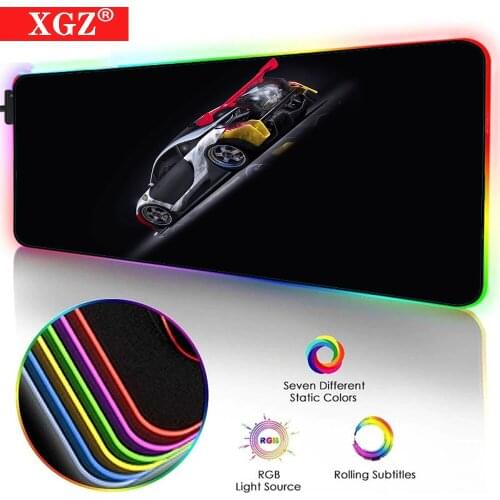 Xgz Cool Retro Sports Car Game Player Portable Desktop Rubber RGB Large Mouse Pad Keyboard Game Accessories 14 Colors Cs Go