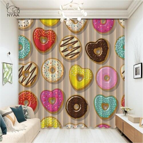Fresh And Yummy Donuts Living Room Curtain Home Short Curtain Home Decor Bedroom Curtains Kitchen Window Short Micro Shading