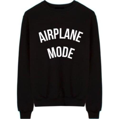 Skuggnas AIRPLANE MODE Letters Print Women Sweatshirt Jumper Casual Hoodies For Lady Funny Black Street Tumblr aesthetic clothes