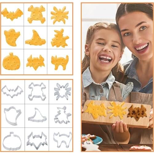 1Pc Halloween Theme Metal Cookie Mould Pumpkin Ghost Bat Cat Shape DIY Birthday Party Masquerade Cake Dessert Decor Baking Tools