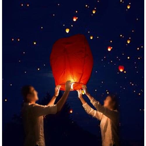10Pcs Solid Colour Sky Flying Wishing Lanterns Chinese Paper Fly Candle Lamps Wishing Light Christmas Party Festival Decoration