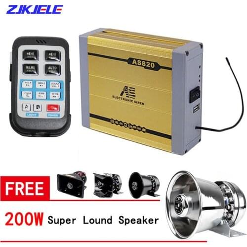 12V 24V Police Fire Warning Siren Auto Vehicle 200W Alarm 8 Sound Tone Ambulance Emergency Speaker Electronic Horn PA MIC System