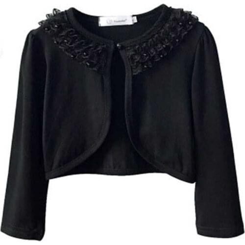 2021 Girls sweater fashion clothing Black White Lace Thin Cotton For Girls Full-Sleeve Cardigan autumn fall tops 2-12T AA4217