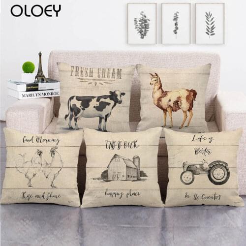 45cm*45cm farm animals and wooden throw cushion cover linen/cotton sofa pillow cover decorative pillow case