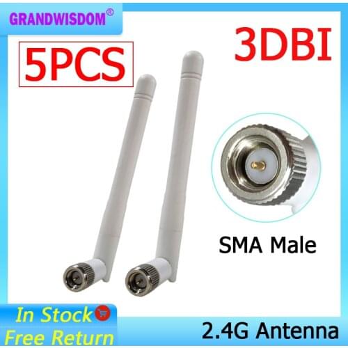 5pcs 2.4GHz WIFI Antenna 2dBi-3dbi Aerial SMA Male connector wi fi antena 2.4 ghz antenne wi-fi for Wireless Router antenas