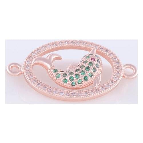 5pcs Cute Zircon Dolphin Charms Connectors For Bracelets & Necklaces Diy Copper Micro Pave Animal Charms Bijoux Bedel