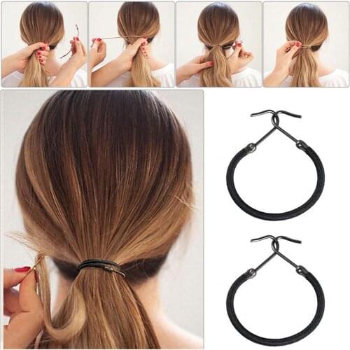 5pcs Fashion Simple Elastic Bungee Wig Plate Hair Hook Hair Rope Double Hook Bride Plate Hair Hook Ponytail Ponytail Hooks