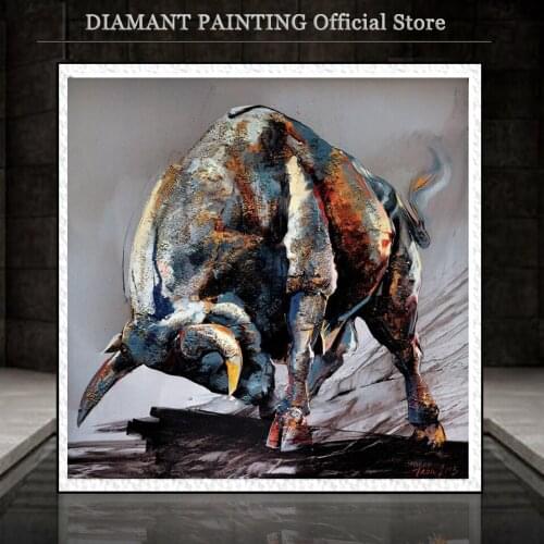 5D DIY Diamond Painting Full Square /Round Bull Creative Diamond Embroidery Cross Stitch Rhinestone Art Wall Stickers Home Decor
