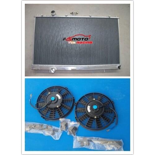 For Mitsubishi Lancer Evo 4 5 6 96-00 MT Turbo 00 99 98 97 Full Aluminum Racing Radiator +FAN