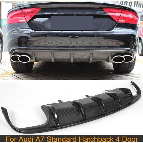 Carbon Fiber Car Rear Diffuser Lip for Audi A7 Standard Hatchback 4D 12-15 Non S7 Sline Rear Bumper Diffuser with Exhaust Tips