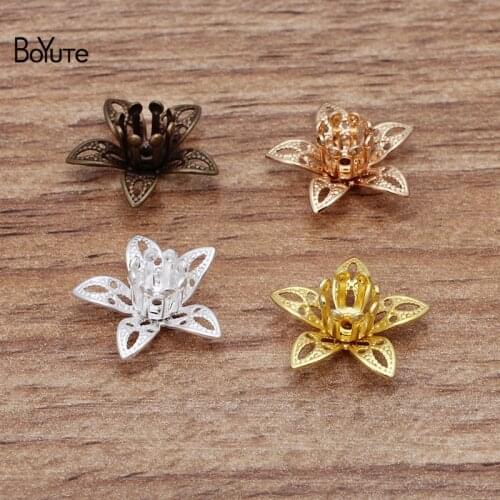 BoYuTe 50Pcs 14MM Filigree Flower Stamen Charms European Diy Jewelry Materials
