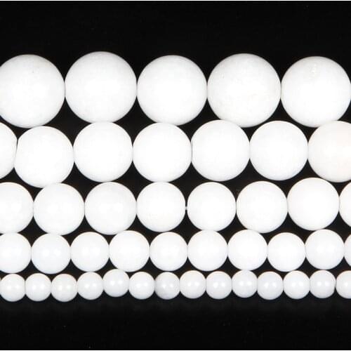Natural Stone White Axle Beads Round Loose Beads For Jewelry Making Needlework Beads Diy Strand 4-12 MM