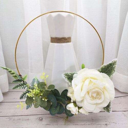 25cm Flower Wreath Wedding Bride Flower Garland Wedding Dress Accessories Bride Flower Handheld Floral Hoop Party Decoration