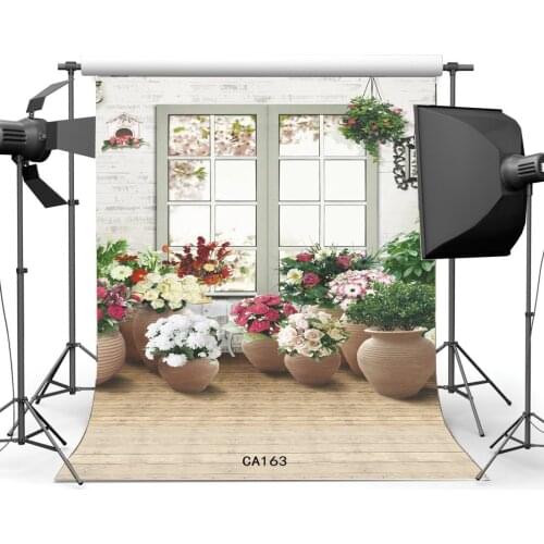 Photography Backdrop Wreathered Stripe Wood Floor Blooming Fresh Flowers French Sash Portraits Background