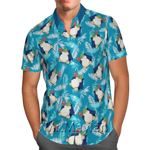 Blue Cartoon Anime Weeds 3D Printed Hawaiian Shirt Beach Shirts Short-Sleeve Shirt Personality Streetwear Harajuku Oversized