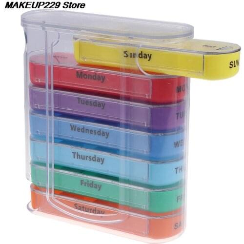 Home Travel Weekly 7 Days Pill Box 28 Compartments Pill Organizer Plastic Medicine Storage Dispenser Cutter Drug Cases