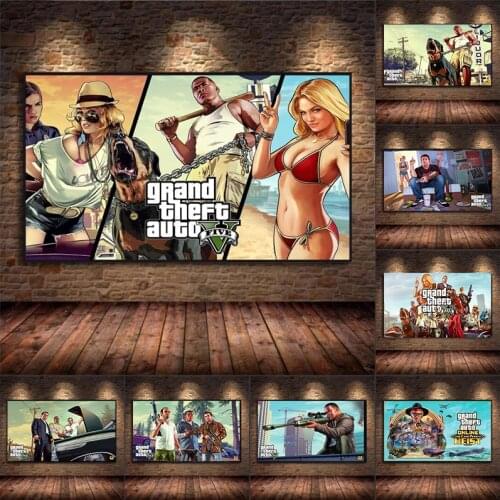 Discover Grand Theft Auto Canvas Painting Animated Comic Posters and Prints Cuadros Wall Art Picture for Living Room Home Decor