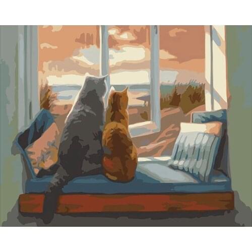 Cat Diy Paint By Numbers For Adults Canvas Scenery Acrylic Paintings Coloring Drawing By Numbers Animal Home Decoration Art Set