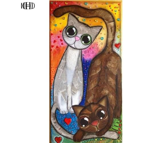 MHD Full & Square Round DIY3D Diamond Painting Two Cat Icons Diamond Embroidery 5d Diamond Cross Stitch Crystal Mosaic Animal