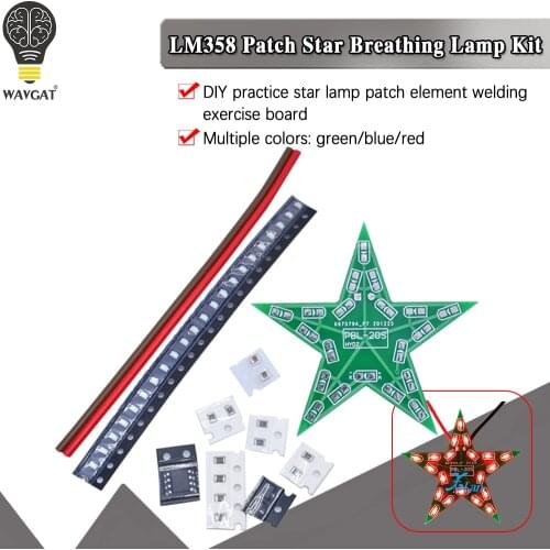 Students training DIY Kit Five-Pointed Star Breathing Light Gradient LED Light for Christmas Soldering Training Red Green Blue