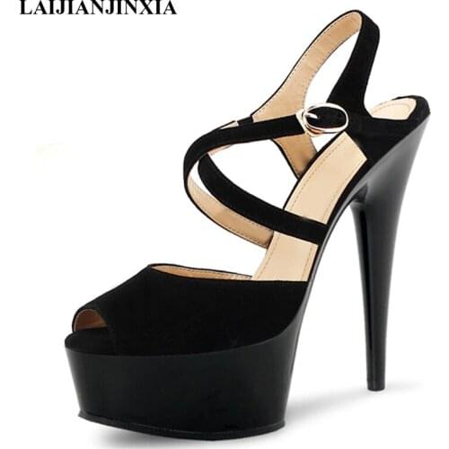 New Model Sexy PU 15cm Super High Heels Wedding Party Women Pole Dance Shoes 5cm Platform Sandals Dancing Shoes