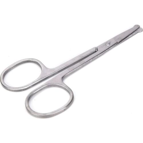 1Pc Professional Stainless Steel Round Safety Scissors Eyebrow Scissor Small Clipper Eyebrow Nose Hair Cut Trimming Tweezers