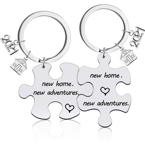 2021 New Home House Warming Key Chain Housewarming Presents for New Apartment First Time Homeowners Puzzle Matching Keychains