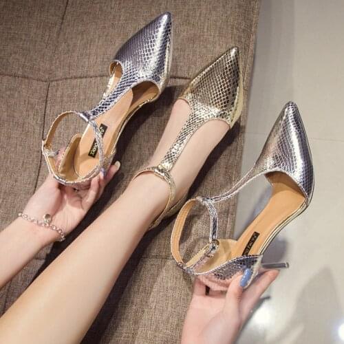 2021 New Summer Fashion Sexy Elegant Stiletto Ladies Single Shoes Pointed Toe Buckle All-Match Roman Sandals