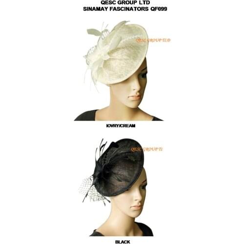Wholesale NEW ARRIVAL. Sinamay fascinator hat with feather flower for kentucky derby wedding party.2 colors.FREE SHIPPING