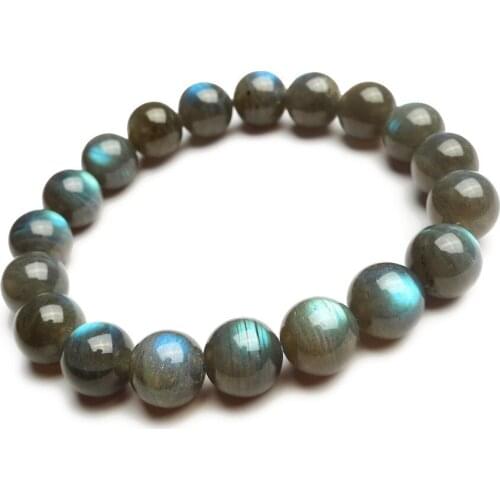Wholesale 11mm Genuine Natural Labradorite Gems Stone Crystal Round Bead Stretch Bracelet